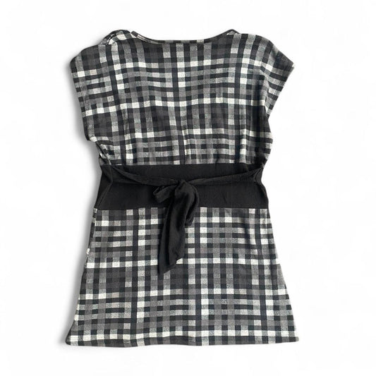 Grey and black plaid Y2K Ignite babydoll top with black belt