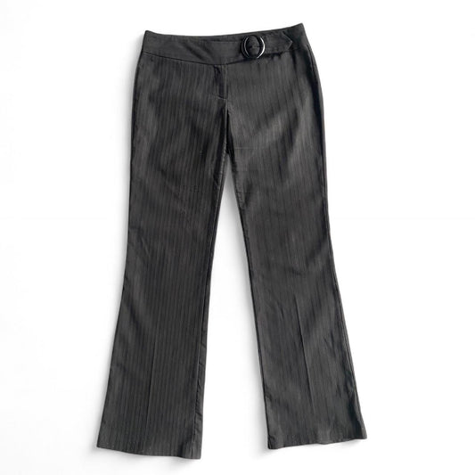 Y2K Black low rise pinstripe flare pants with belt