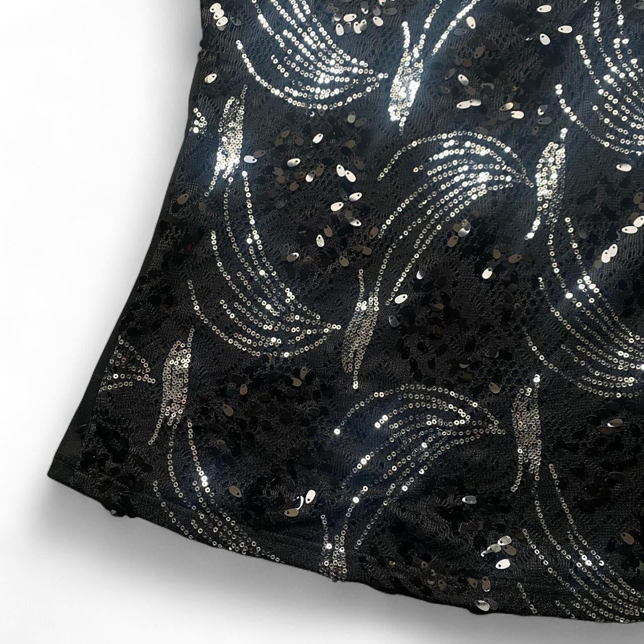 Black tank top with silver and black sequins