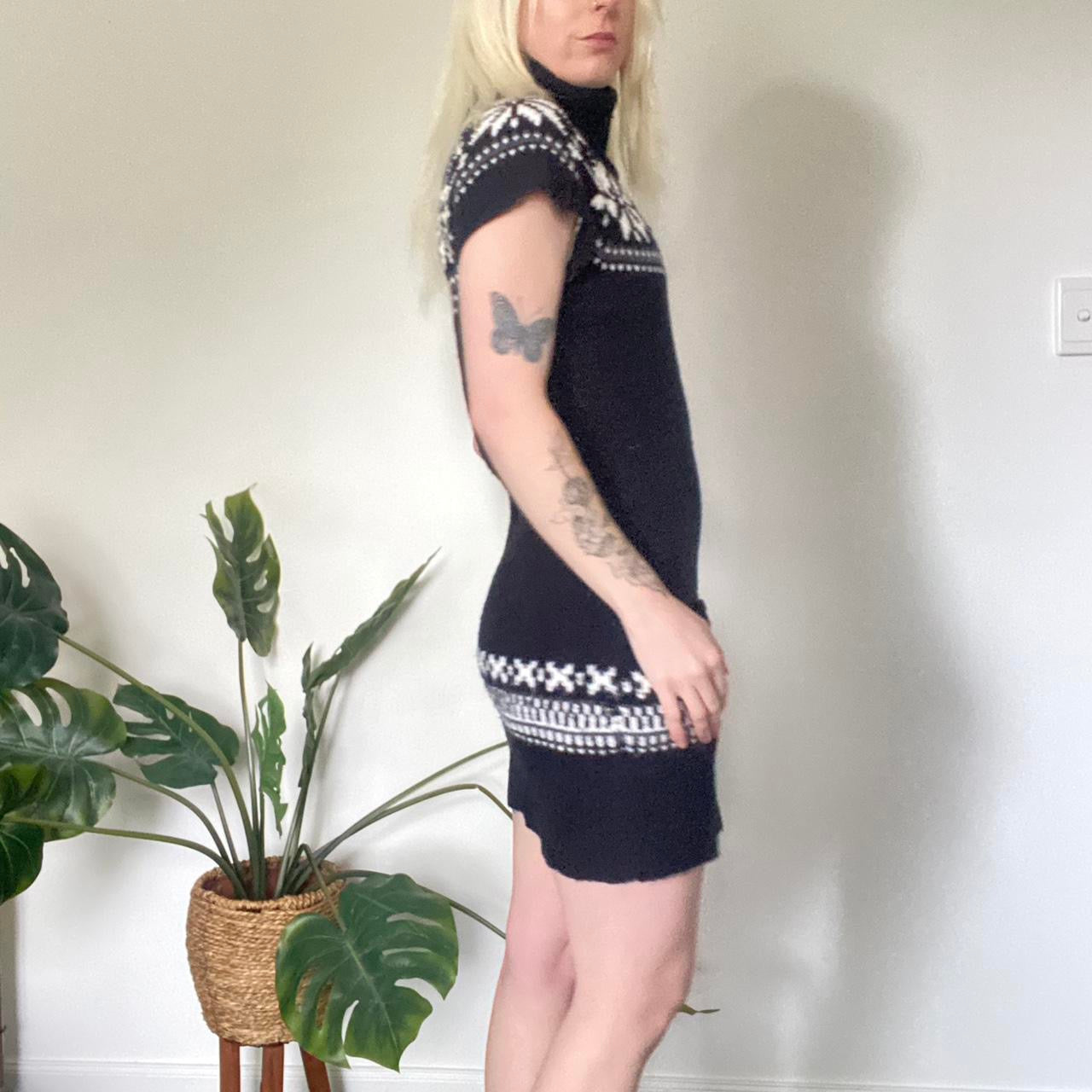 Black and white vintage knit turtleneck dress