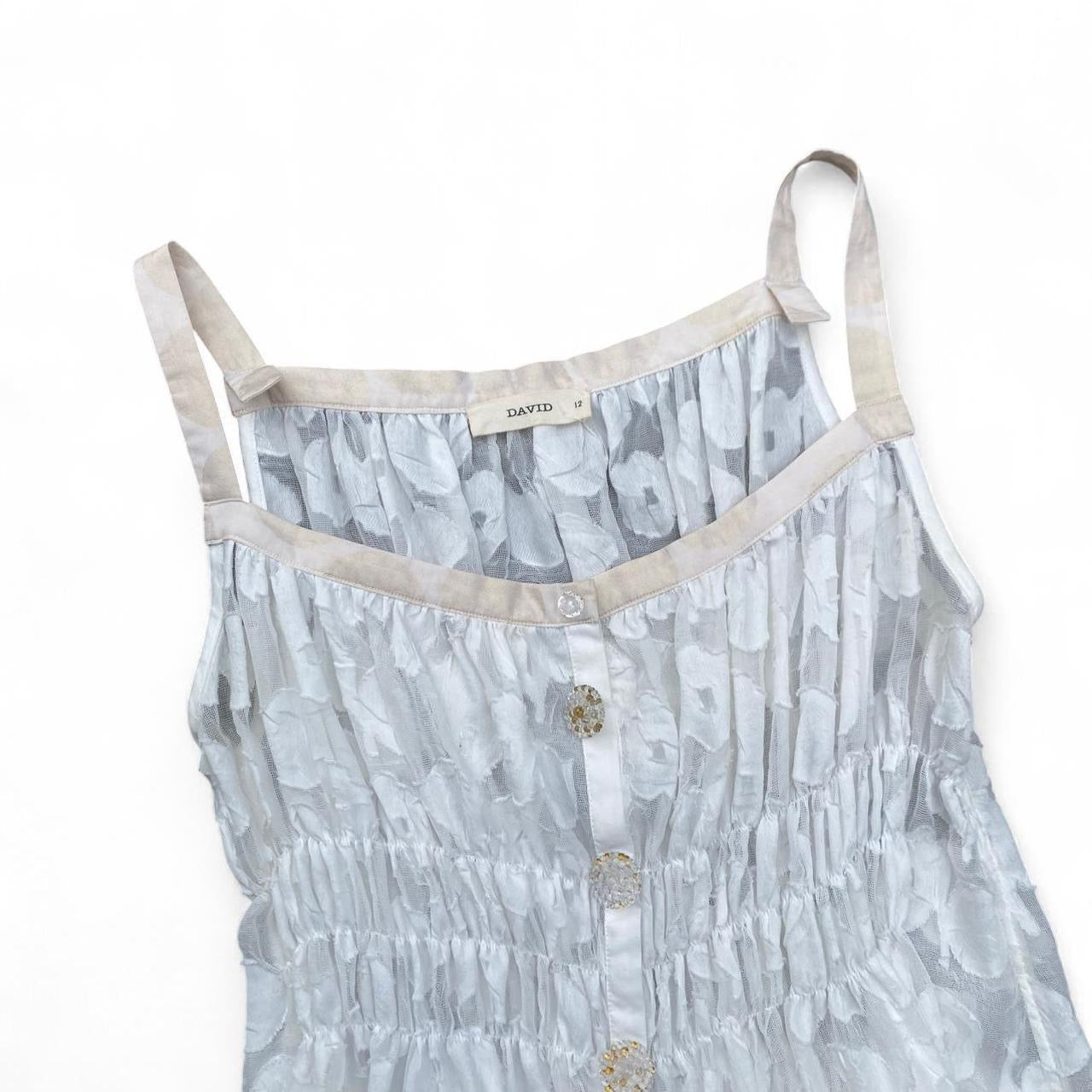 Beautiful white floral balloon midi dress with lace trim