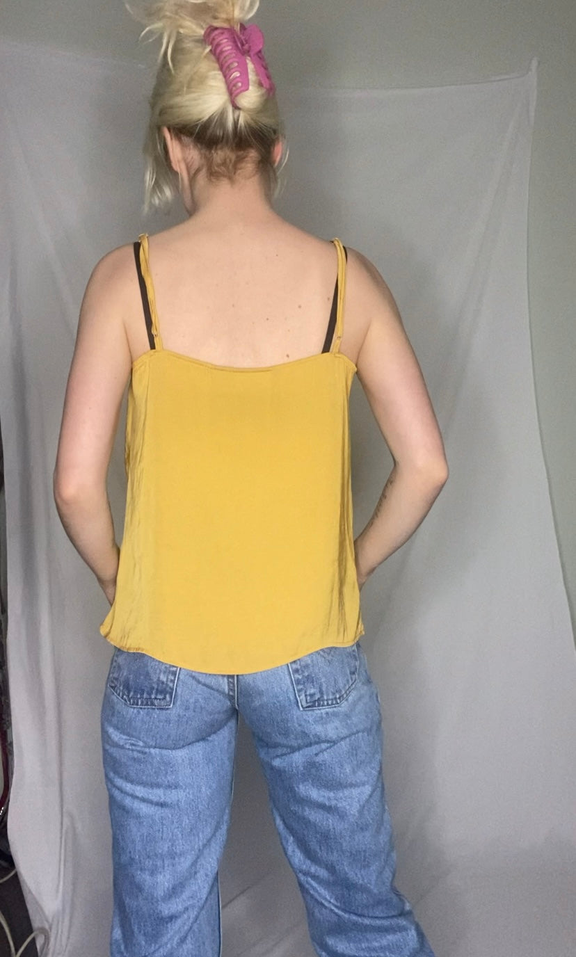Cute Mustard Cowl neck cami top