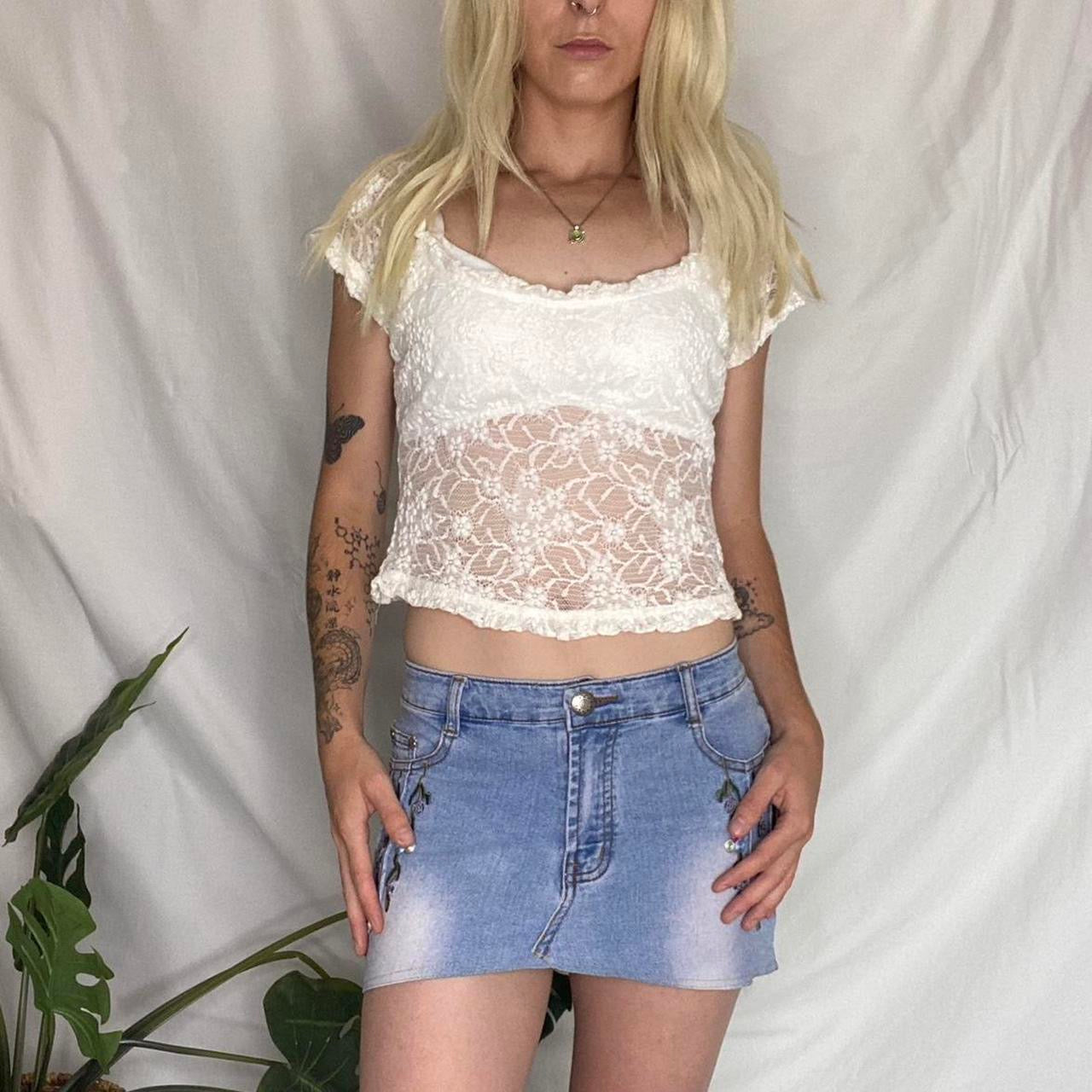 Cute Cream Motel lace top with ruffle details