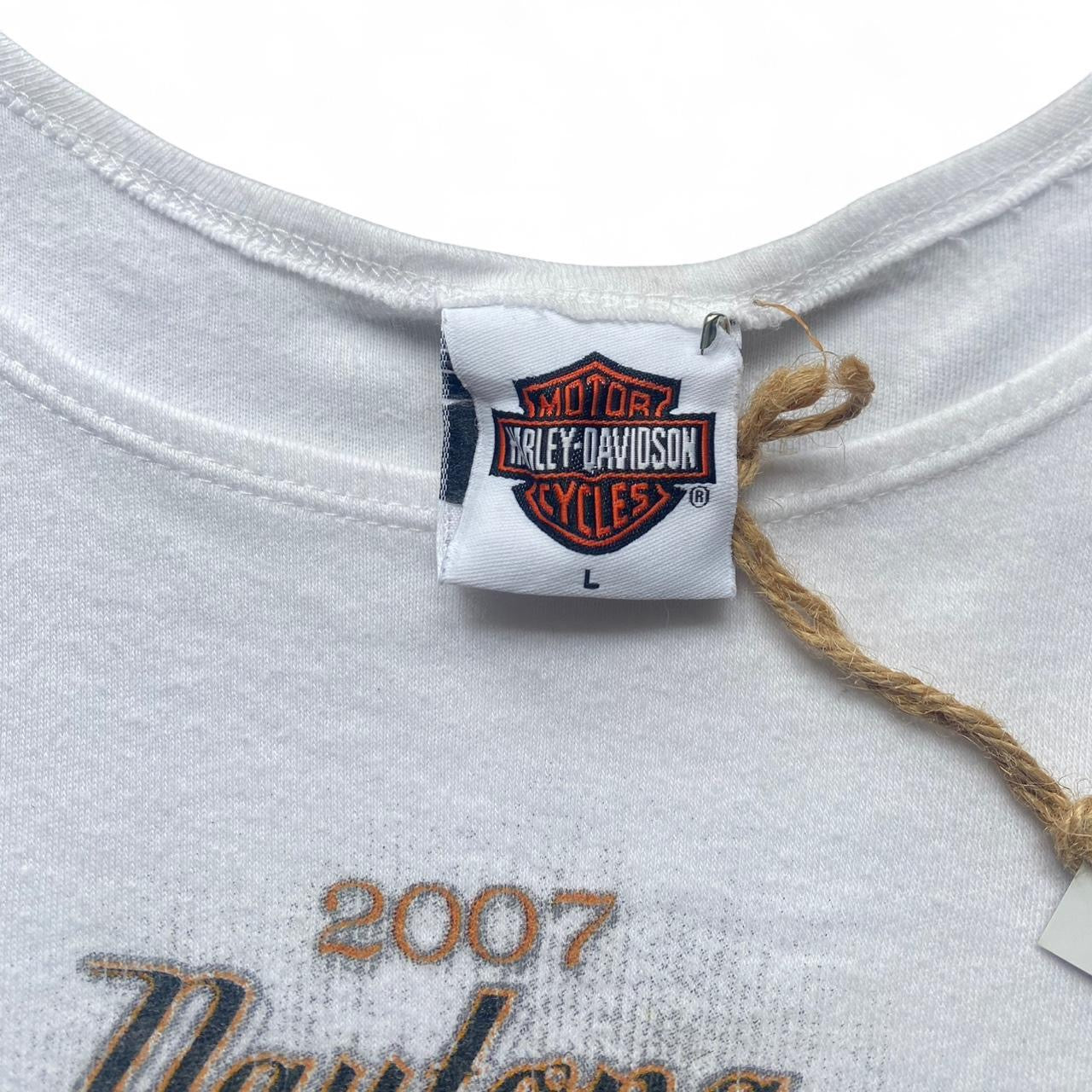 Vintage White graphic Harley Davidson top
