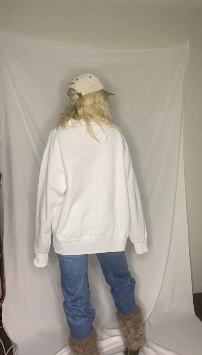 White vintage 90s embroidered Hawaii dolphin crewneck sweatshirt