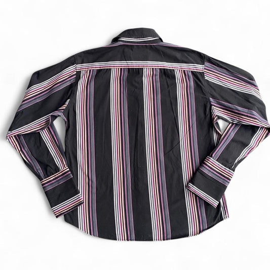 90s Grey and Pink Striped button up shirt