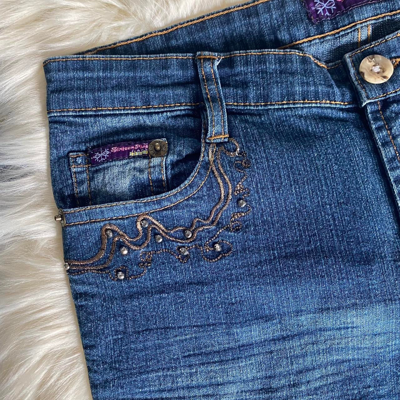 Y2K straight leg jeans with rhinestone details