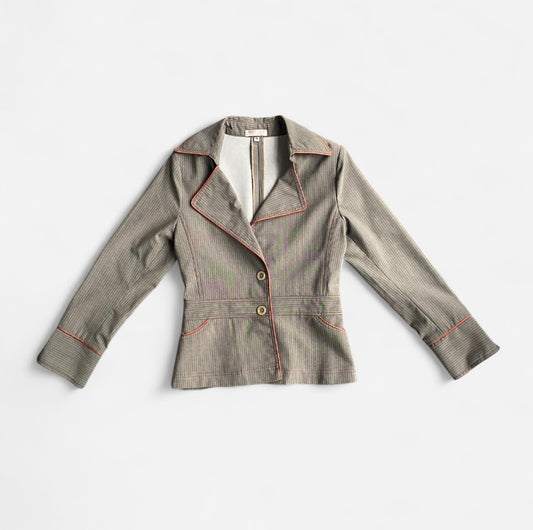 Y2K Grey pinstripe striped blazer with orange piping!