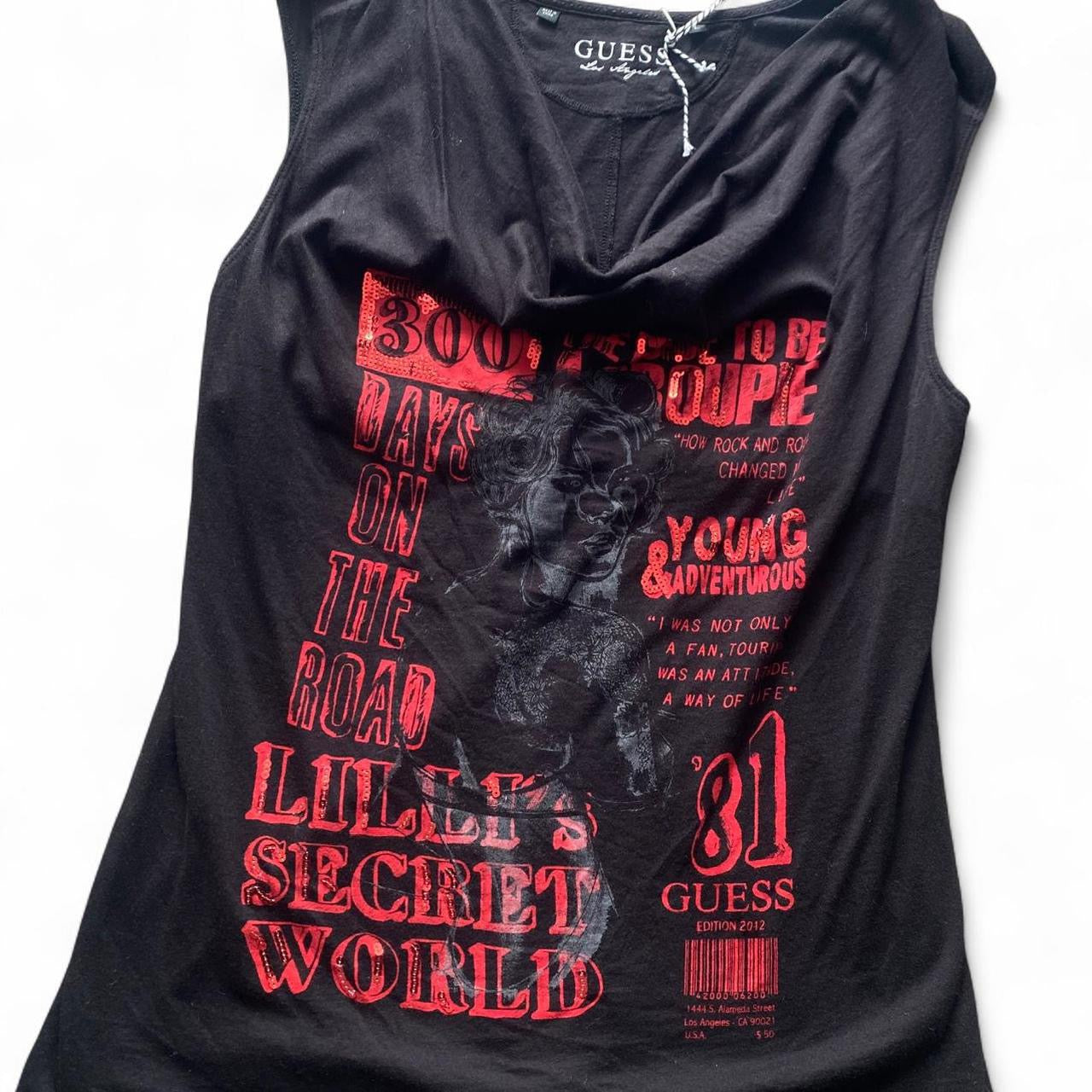 Y2K Guess black graphic sleeveless top