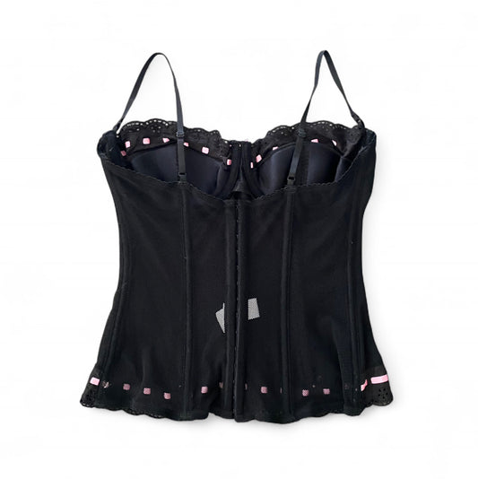 00s black and pink corset top with cute bows 🎀