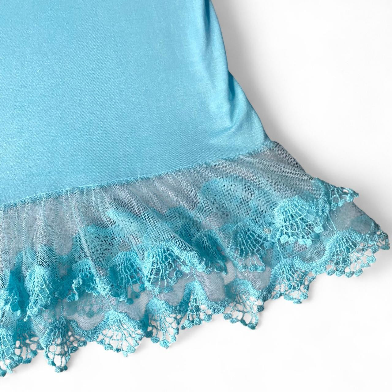 Baby Blue lace trim cotton mini dress