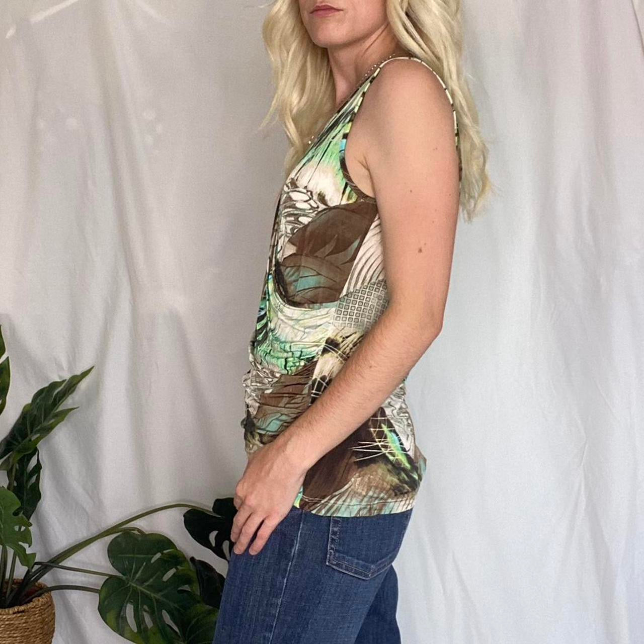 Y2K Green/Brown Asymmetrical Tank Top