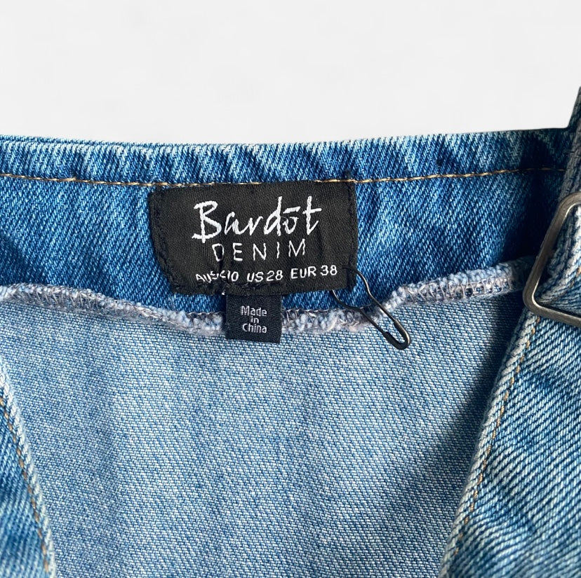 Blue denim overall zipper dress/set