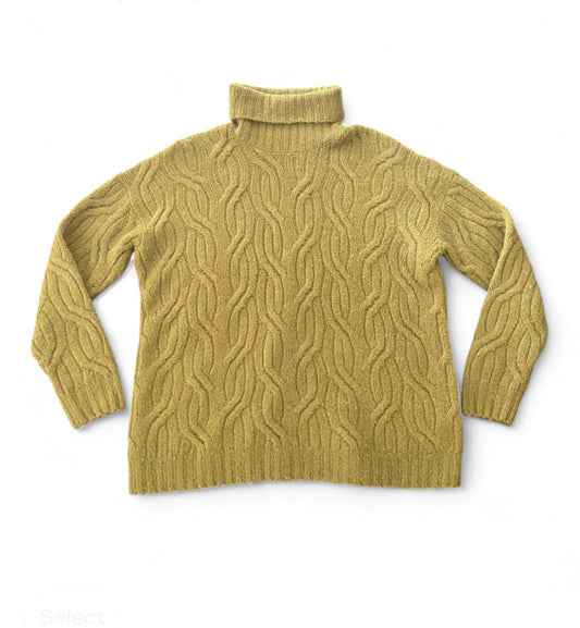 Beautiful olive green cable knit turtle neck sweater