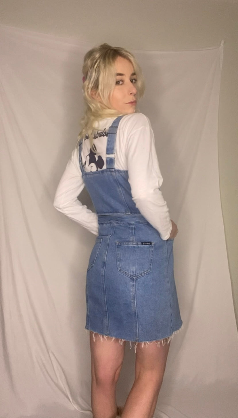 Blue denim overall zipper dress/set