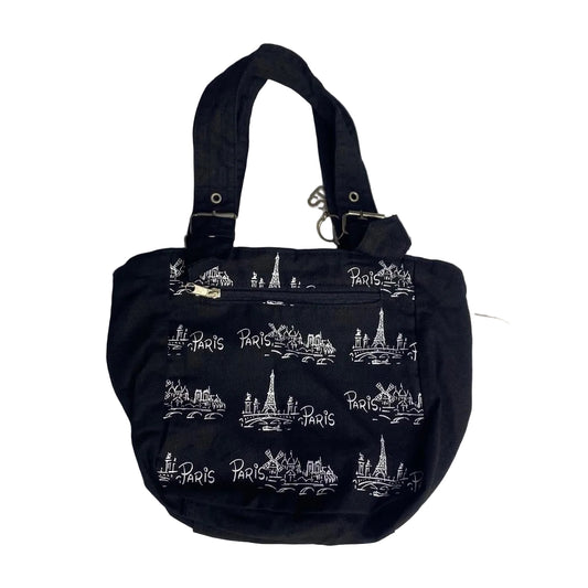 Cool Black canvas Bag with Paris graphics