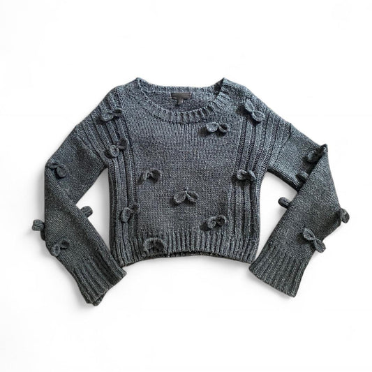 Grey cropped knit jumper with cute bows