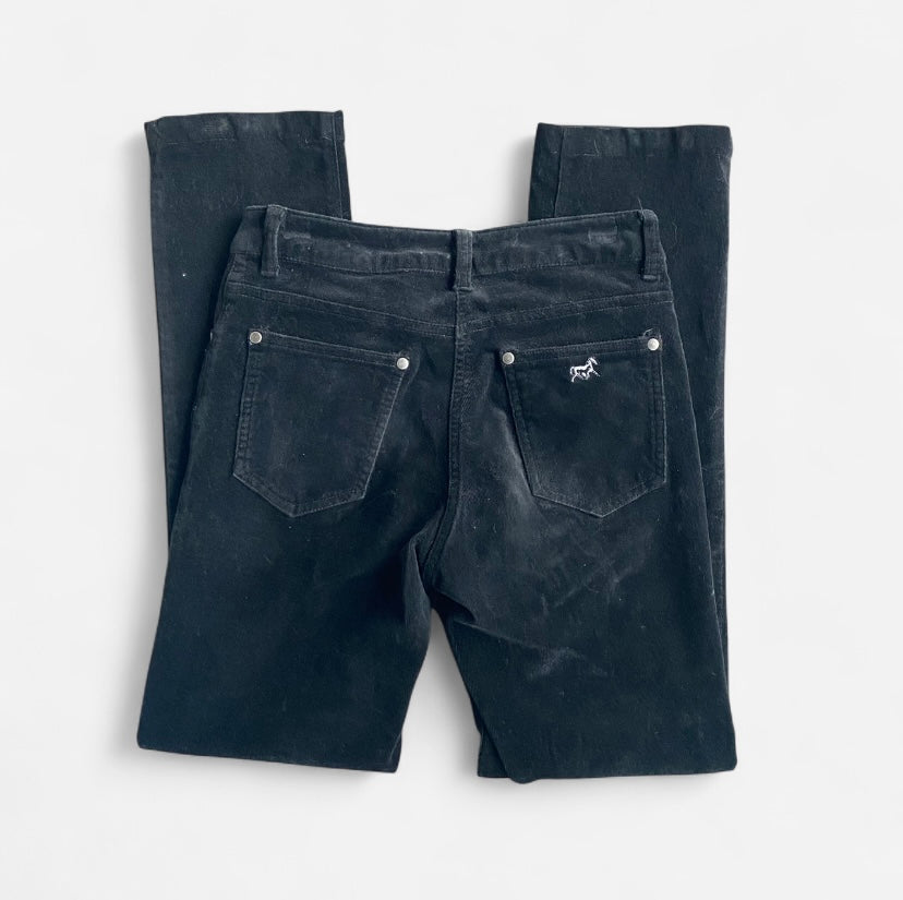 Vintage Black velvet mid rise straight leg pants
