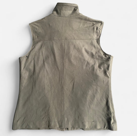 Khaki green vintage army girl zip up vest with pockets