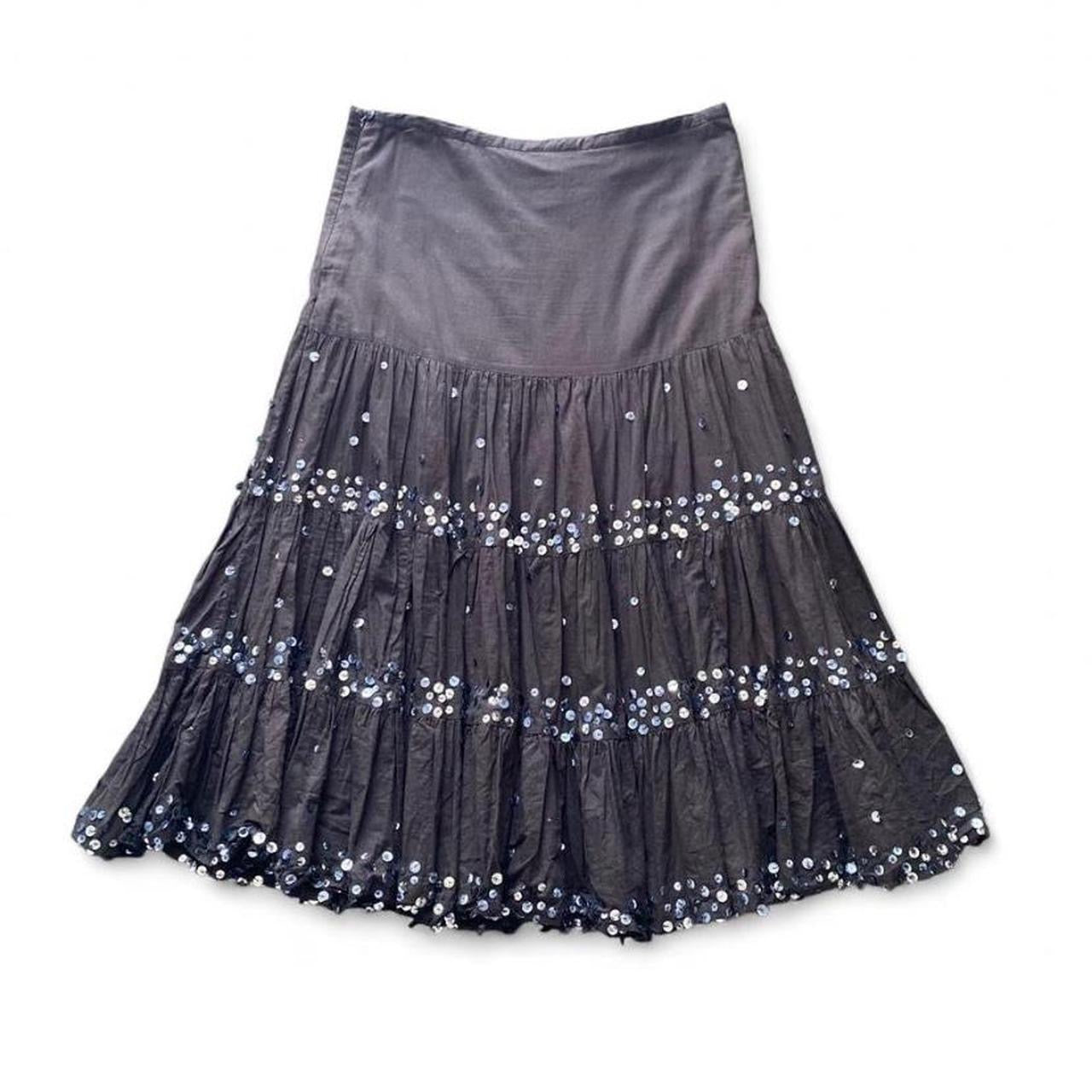 Y2K Brown fairy pleated maxi skirt with sequins