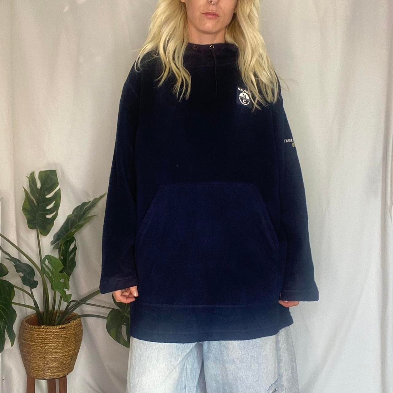 Vintage Nautica Navy hooded fleece