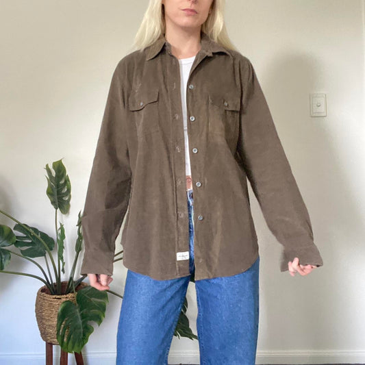 Vintage Brown Corduroy Calvin Klein Button Up shirt