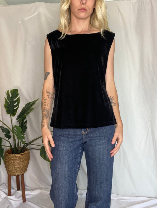 Vintage Velvet Black square neck tank top