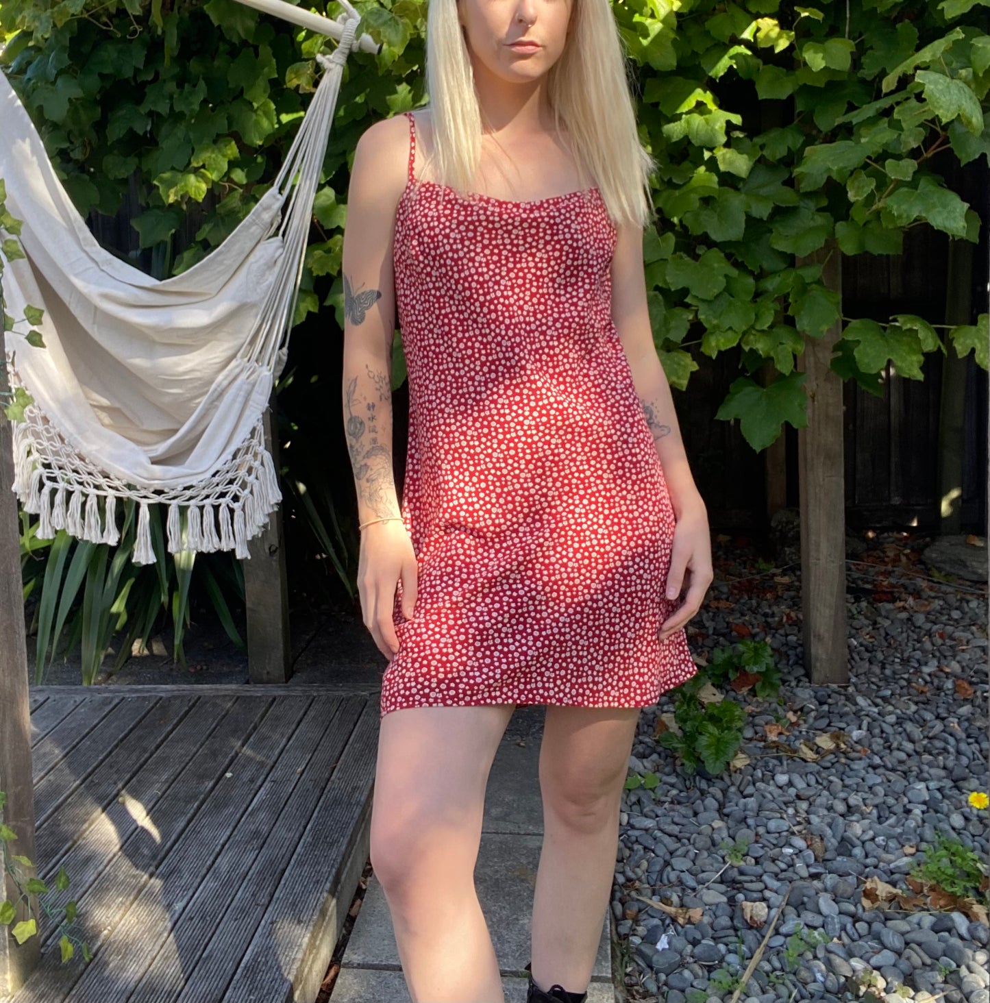 Cute Red and white mini floral dress