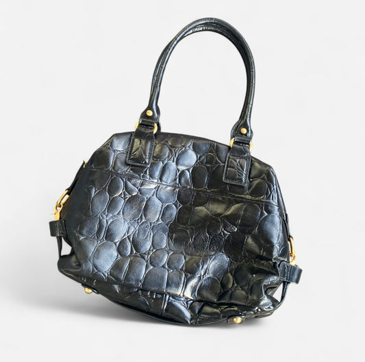 Beautiful Y2K style chunky Black leather handbag
