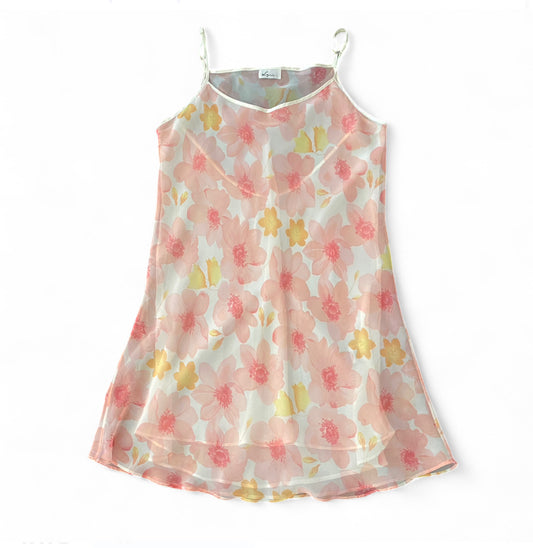 Pink floral fairy midi slip dress