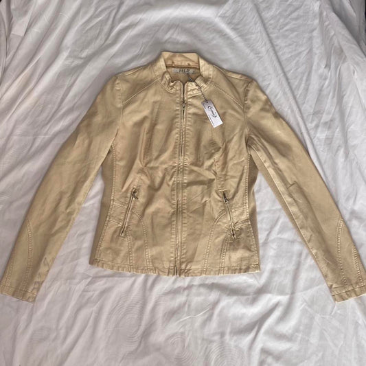 00s style Cream leather jacket