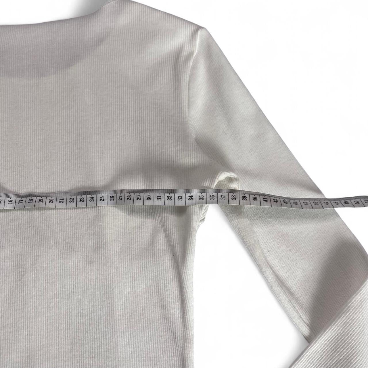 White patchwork look long sleeve ribbed top