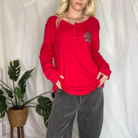 Vintage Red Harley Davidson Henley Longsleeve ❤️