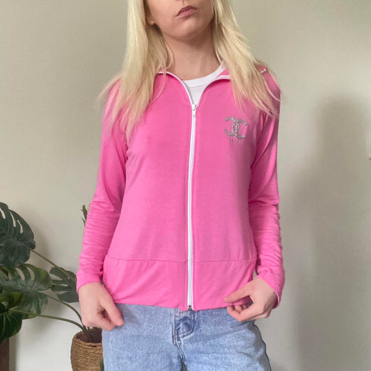 Y2K Chanel Pink lightweight zip up jacket