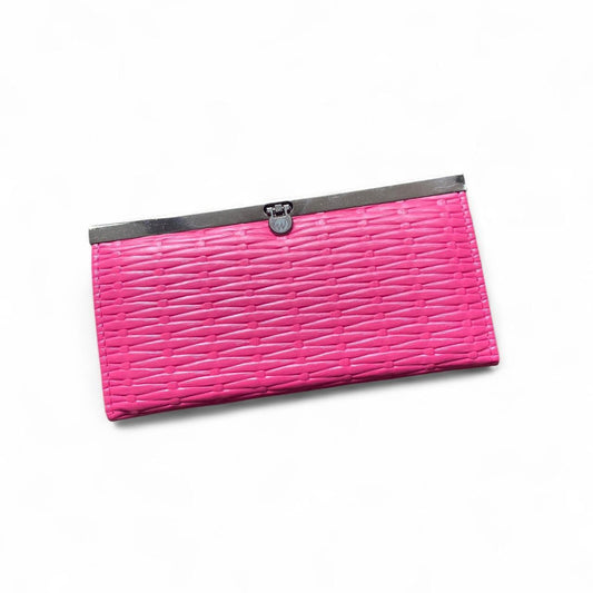 Y2K Hot pink woven leather clutch purse/wallet