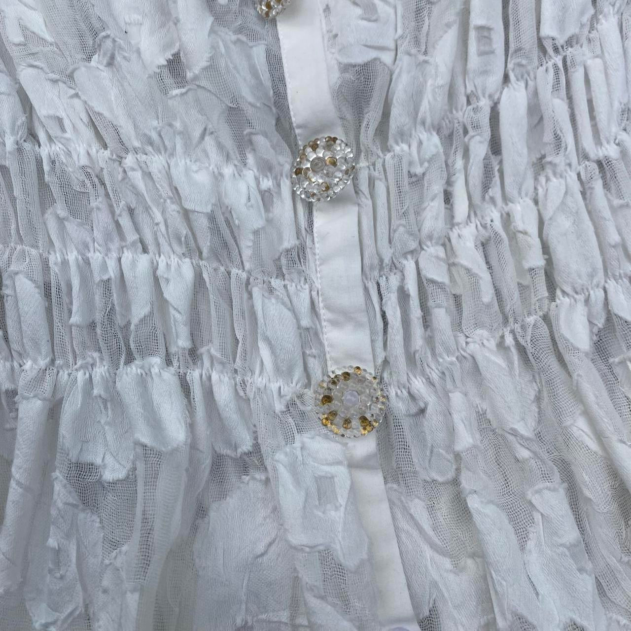 Beautiful white floral balloon midi dress with lace trim