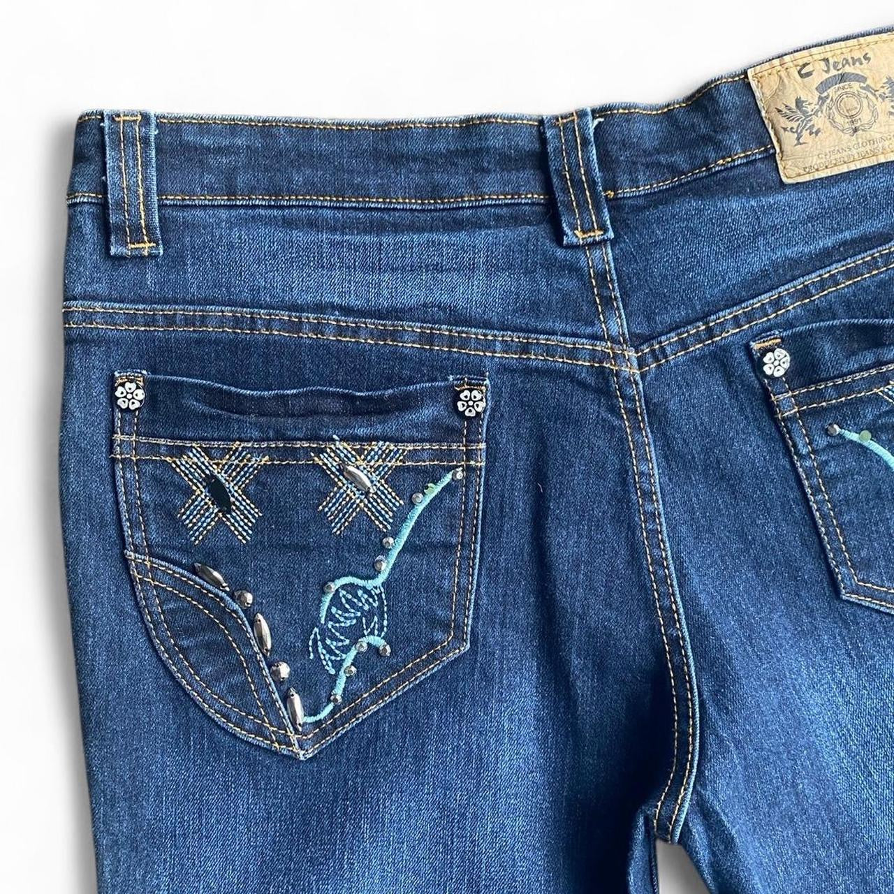 Y2K Mid-rise bootcut jeans with cool zipper details and embroidery