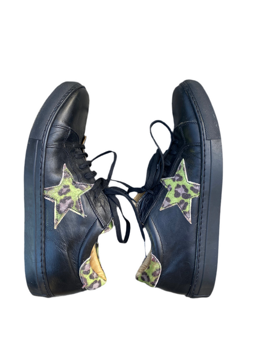Sick Drudd Leather Leopard Print Star Sneakers