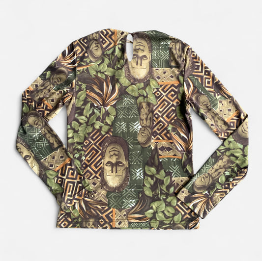 Vintage Tina R Collection long sleeve top with tribal graphics