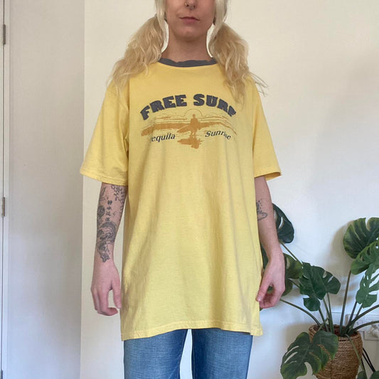 Sick Y2K Yellow and Grey zeal surf tee