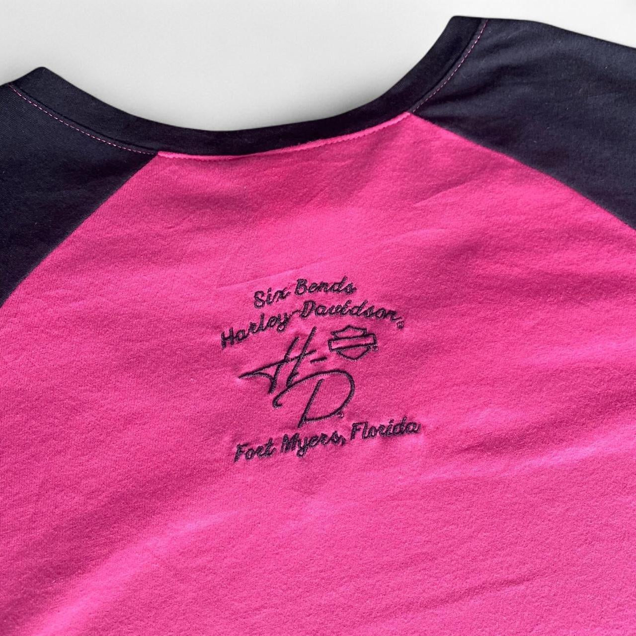 Sick Vintage Harley Davidson pink and black top!