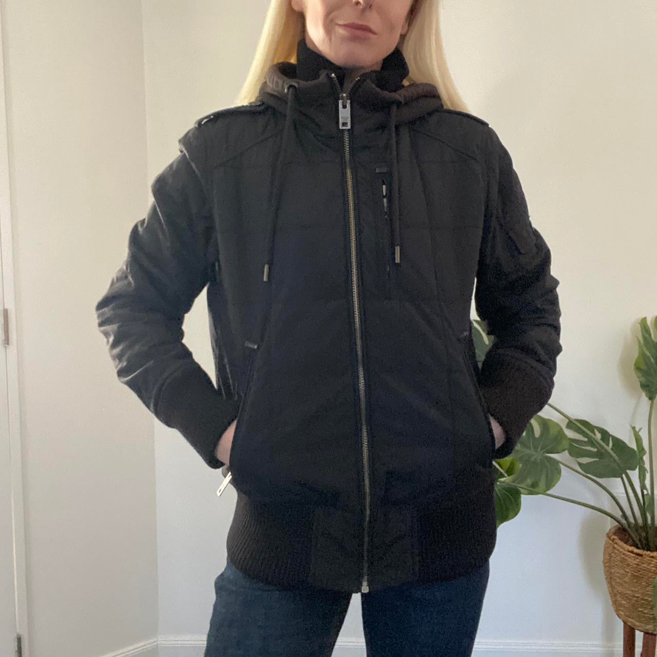 Y2K layered zip up hooded puffer jacket