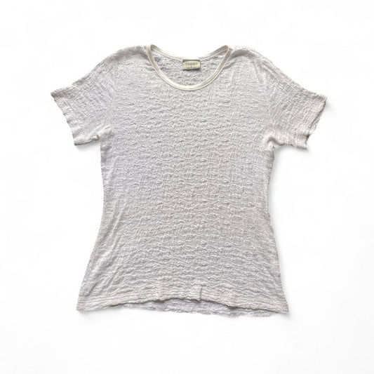 Y2K white ruched patterned tee