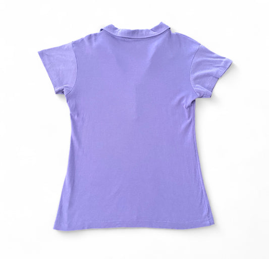Vintage purple v neck ruched top with cute buttons