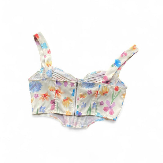 Cute cropped cream Floral corset top
