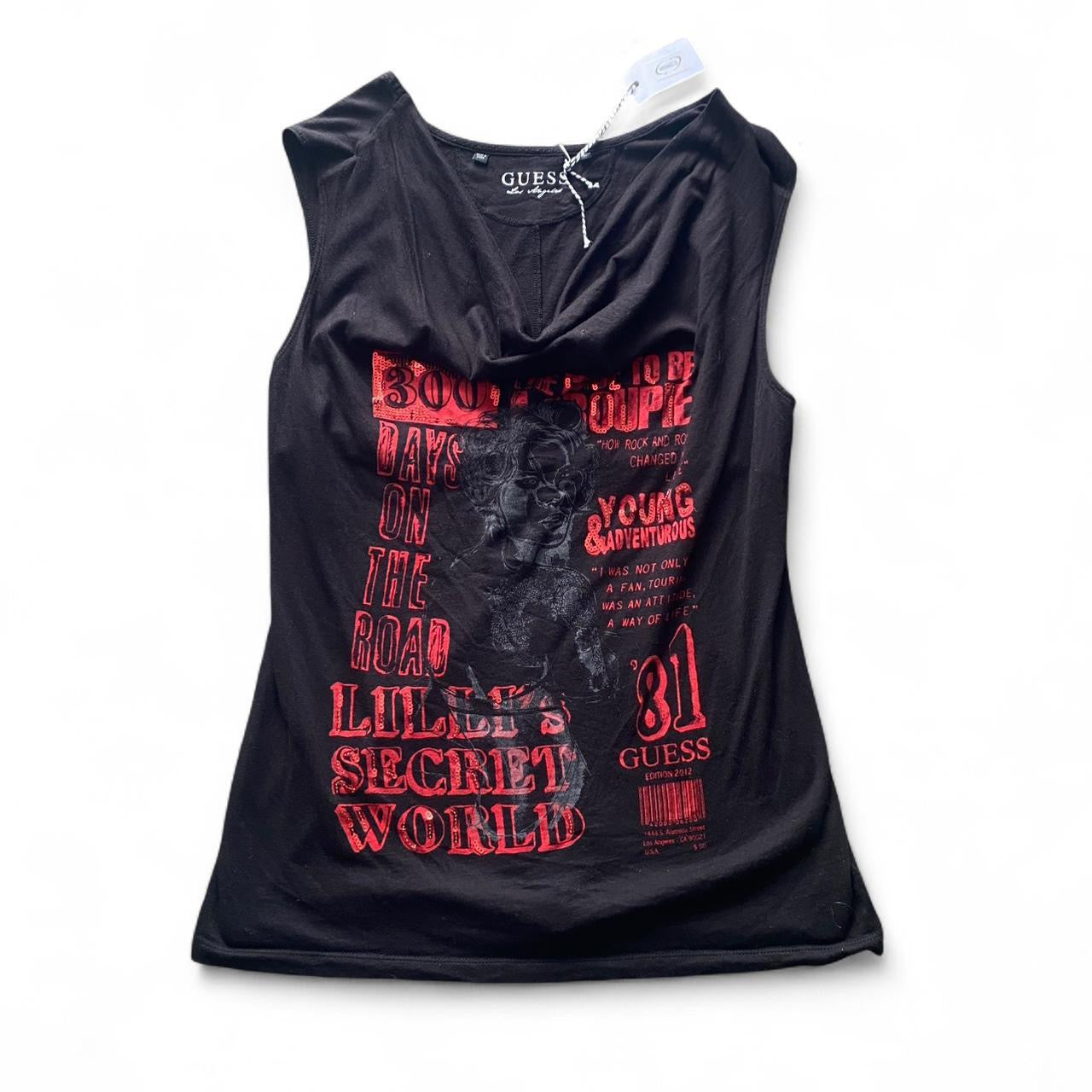 Y2K Guess black graphic sleeveless top