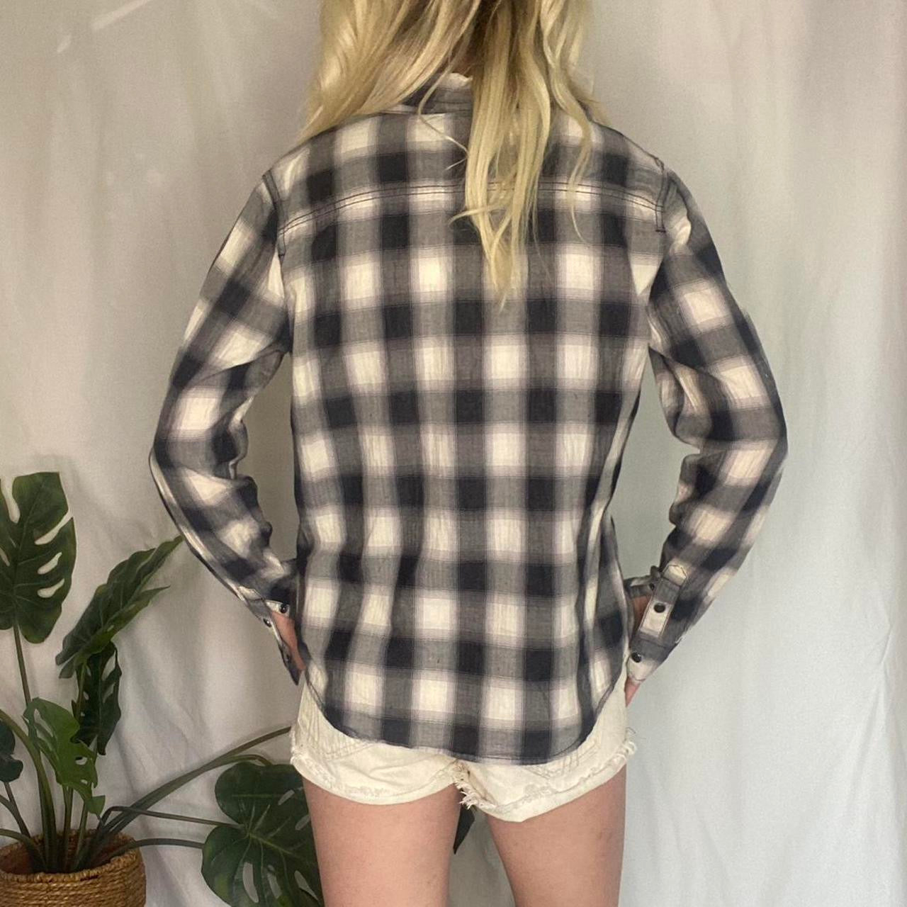 Black and white Harley Davidson plaid button down shirt