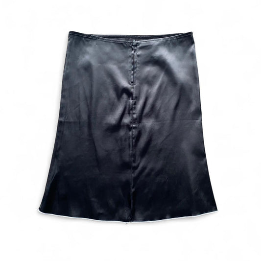 90s Black satin skirt with floral sequin details