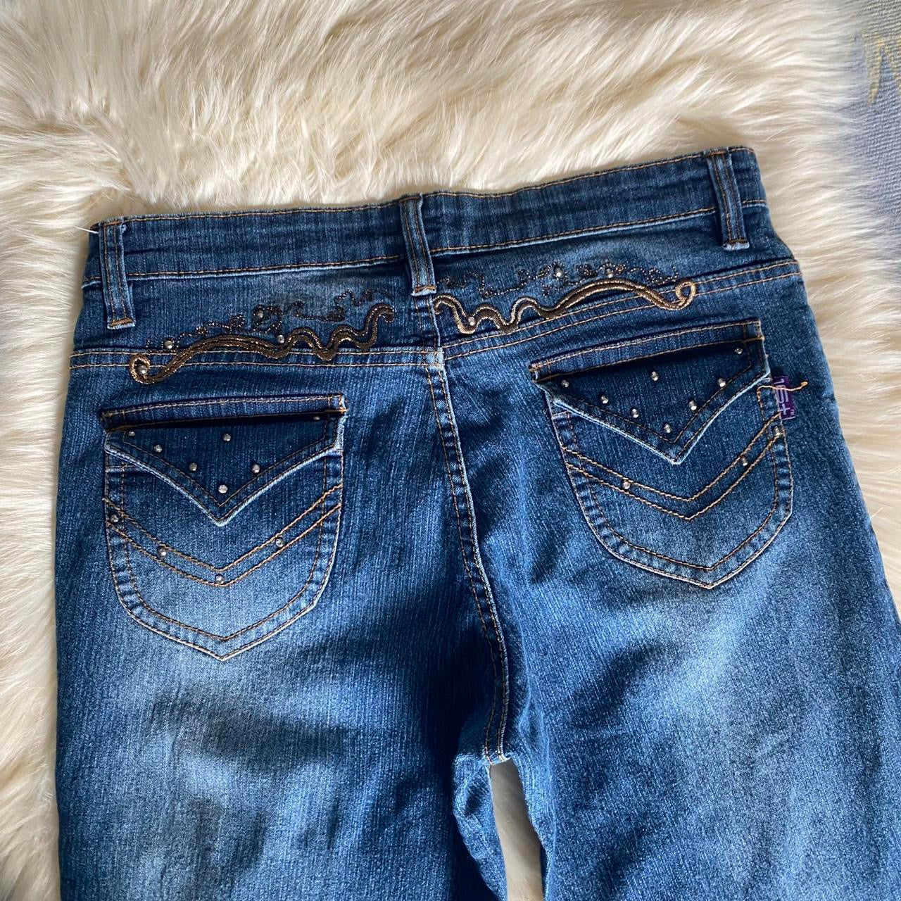 Y2K straight leg jeans with rhinestone details