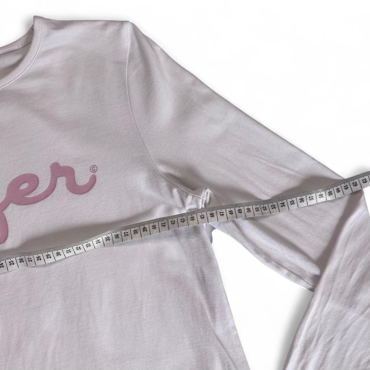 Huffer white long sleeve top with pink logo